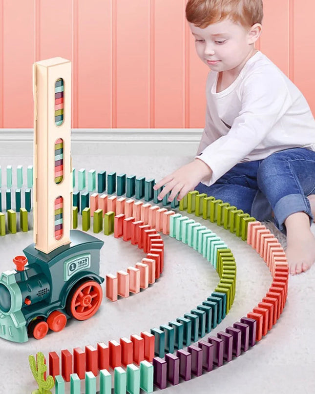 Interaktywny pociąg Domino automatycznie układający klocki dla dodatkowej zabawy 1
