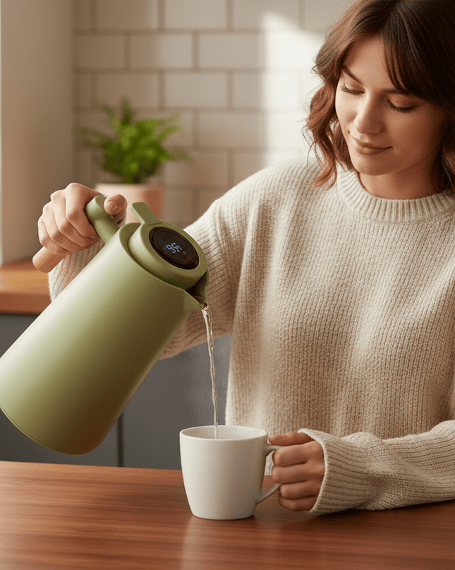 Izolowany Termos ze Stali Nierdzewnej z Termometrem – Elegancki i Funkcjonalny 1L 2