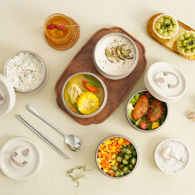 Izolowany lunchbox z torbą transportową i termicznym wnętrzem – 620 ml i 420 ml, szczelny i wytrzymały, ze stali nierdzewnej 4