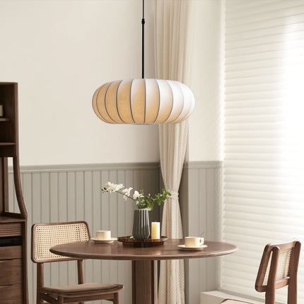 Japandi Hanging Lamp with Soft Silk Shade and Adjustable Cable – Organic Shape Pendant Light for Cozy Interiors 4