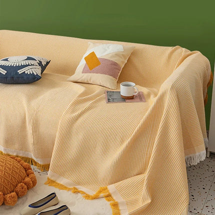 Jednokolorowy Koc z Frędzlami – Ręcznie Wykonany, Luksusowa Mieszanka Bawełny i Poliestru, 90x150 cm 11