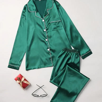 Jedwabny Komplet Bielizny Nocnej Damskiej z Swobodnym Krojem i Eleganckim Designem 2