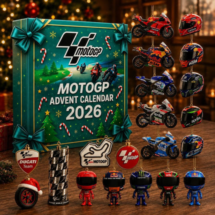 Kalendarz Adwentowy MotoGP 2026 z 24 kolekcjonerskimi niespodziankami, zawierający sportowe 0