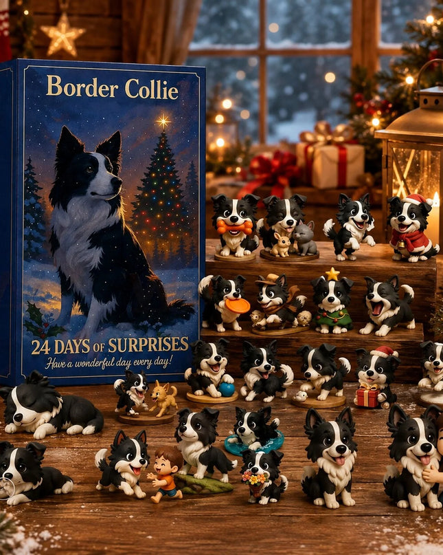 Kalendarz Adwentowy dla Dzieci na 2026 z Figurkami Border Collie, zawierający 24 plastikowe niespod 1