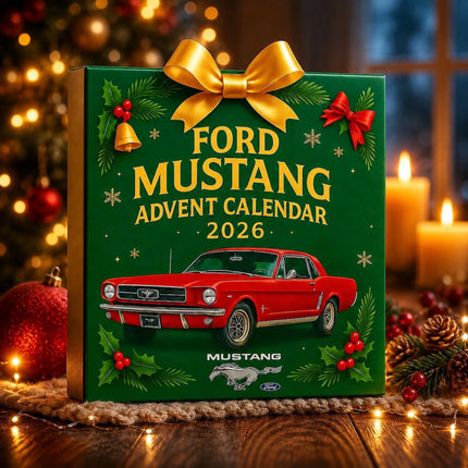 Kalendarz Adwentowy z Modelami Samochodów Mustang, zawierający 24 kolorowe i różnorodne modele samochodów 3
