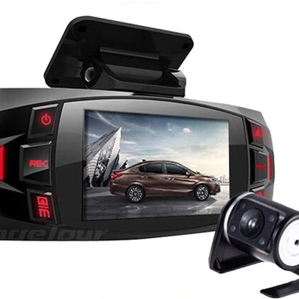 Kamera samochodowa z dwiema kamerami, szerokim kątem widzenia 170° i nagrywaniem w jakości Full HD – przód i tył 0