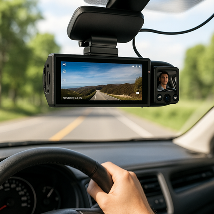 Kamera samochodowa z podwójnym obiektywem 1080p i Wi-Fi – noktowizor, szeroki kąt, wbudowany mikrofon i głośnik 5