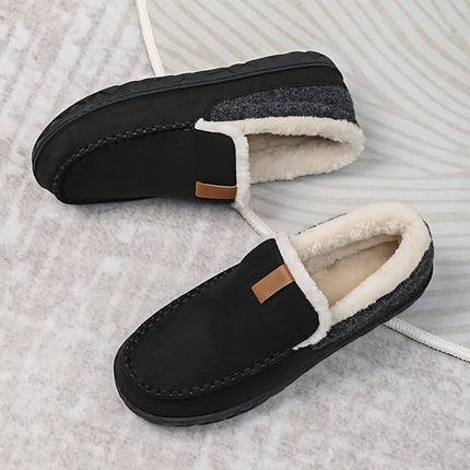Kapcie męskie z syntetycznej wełny na zimę, klasyczne mokasyny w eleganckim designie, ideal 0
