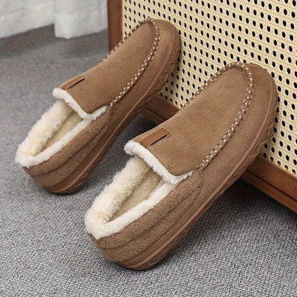 Kapcie męskie z syntetycznej wełny na zimę, klasyczne mokasyny w eleganckim designie, ideal 3