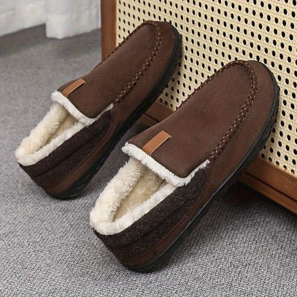 Kapcie męskie z syntetycznej wełny na zimę, klasyczne mokasyny w eleganckim designie, ideal 6