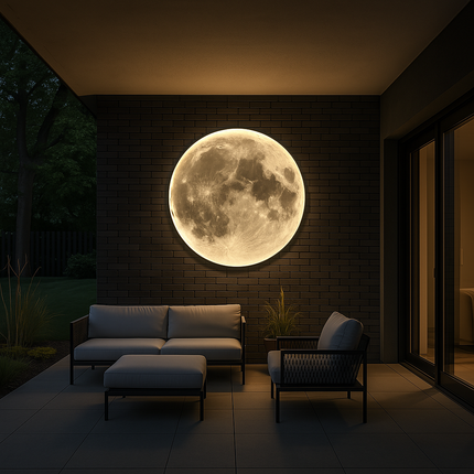 Kinkiet Moon z delikatnym blaskiem LED – nowoczesny kinkiet zewnętrzny z ekologicznego akrylu i żelaza, 40-100 cm 1