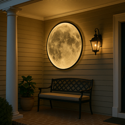 Kinkiet Moon z delikatnym blaskiem LED – nowoczesny kinkiet zewnętrzny z ekologicznego akrylu i żelaza, 40-100 cm 3