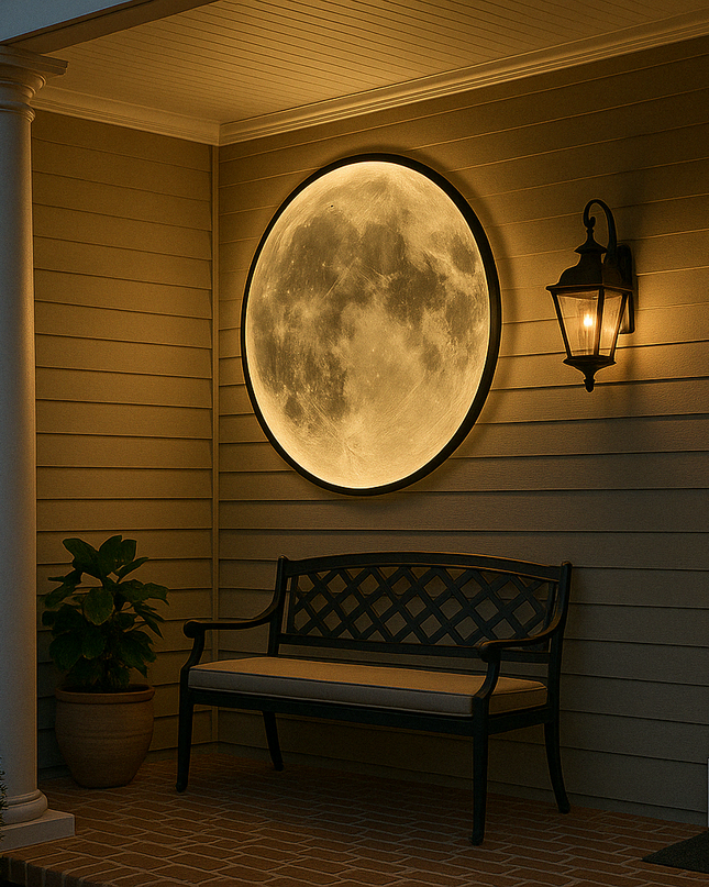 Kinkiet Moon z delikatnym blaskiem LED – nowoczesny kinkiet zewnętrzny z ekologicznego akrylu i żelaza, 40-100 cm 3