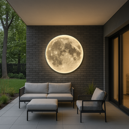 Kinkiet Moon z delikatnym blaskiem LED – nowoczesny kinkiet zewnętrzny z ekologicznego akrylu i żelaza, 40-100 cm 5