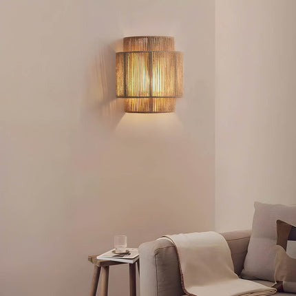 Kinkiet Ścienny Hikari z Naturalnych Materiałów – Elegancka Lampa do Sypialni i Salonu, Ciepłe Oświetlenie, Prosty Montaż 3