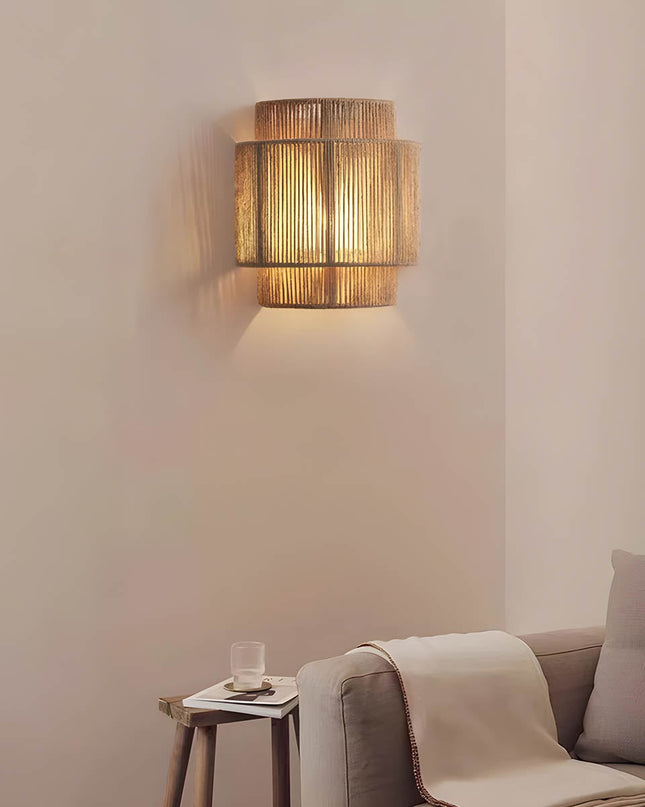 Kinkiet Ścienny Hikari z Naturalnych Materiałów – Elegancka Lampa do Sypialni i Salonu, Ciepłe Oświetlenie, Prosty Montaż 3