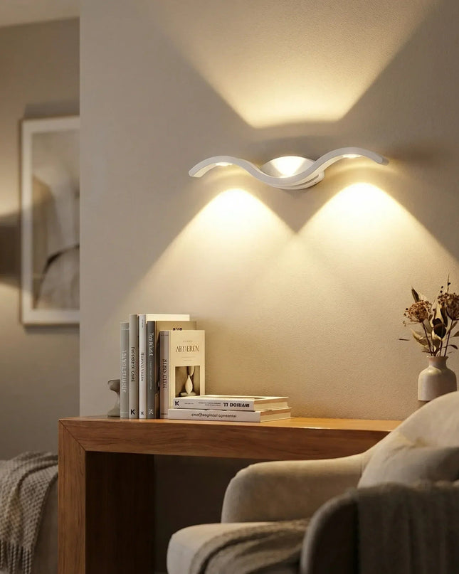 Kinkiet ścienny LED z podwójną belką, minimalistyczny design, energooszczędny, cz 1