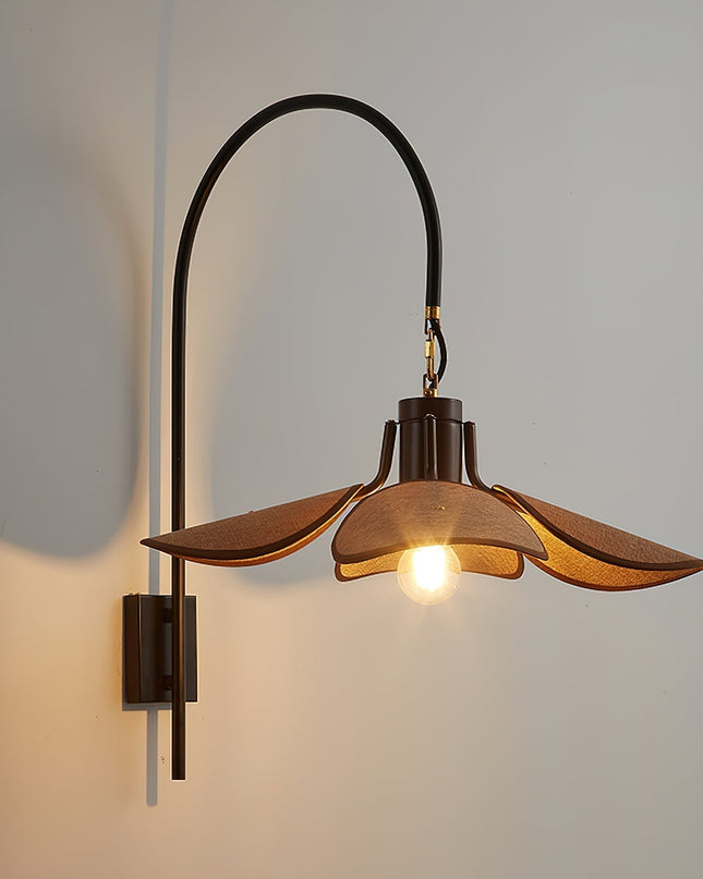 Kinkiet Ścienny Petal Bloom z Naturalnym Wzorem Kwiatowym – Elegancka Lampa do Sypialni i Salonu, Metalowa i Lniana 2