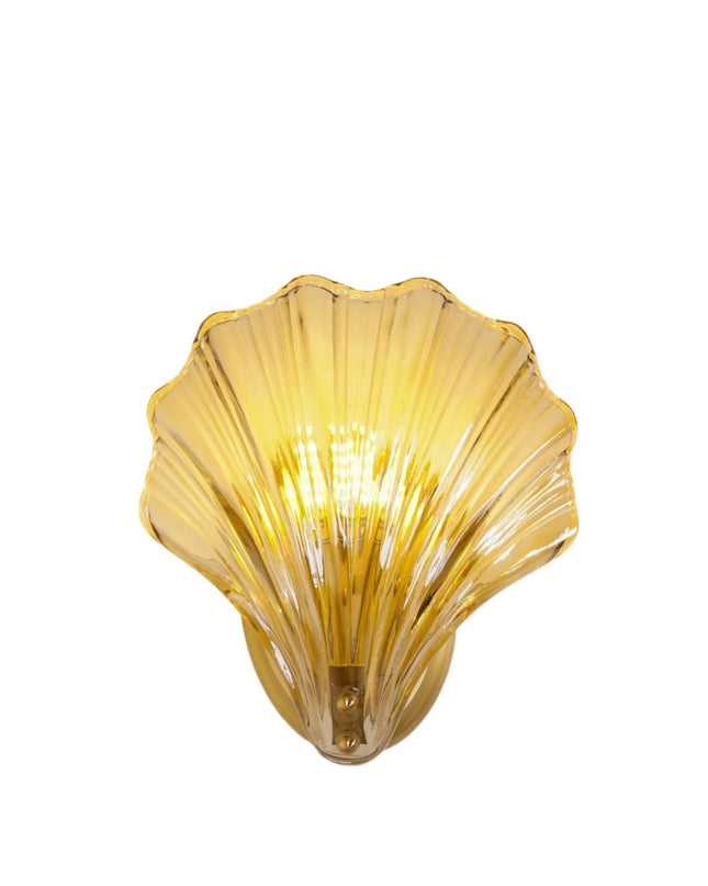Kinkiet Ścienny Shell w Kształcie Muszli – Elegancka Lampa do Sypialni i Salonu, Mosiądz i Szkło, Miękkie Światło 6