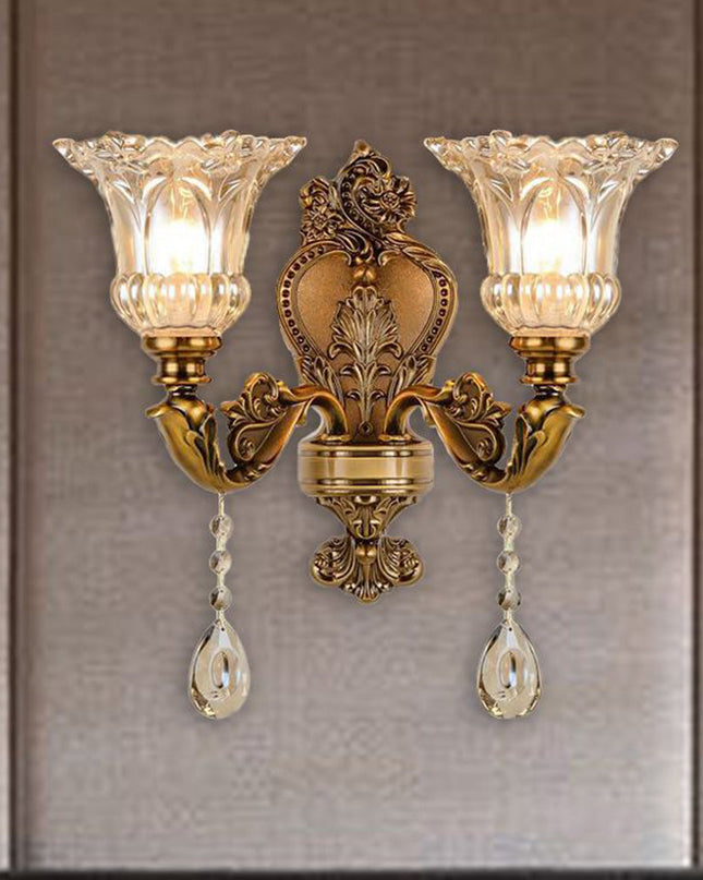 Kinkiet ścienny vintage z regulowanym światłem LED i złotym wykończeniem, idealny do sypial 4