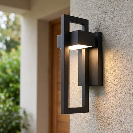 Nowoczesny czarny aluminiowy kinkiet zewnętrzny LED o regulowanej temperaturze barwowej IP65, idealny 1