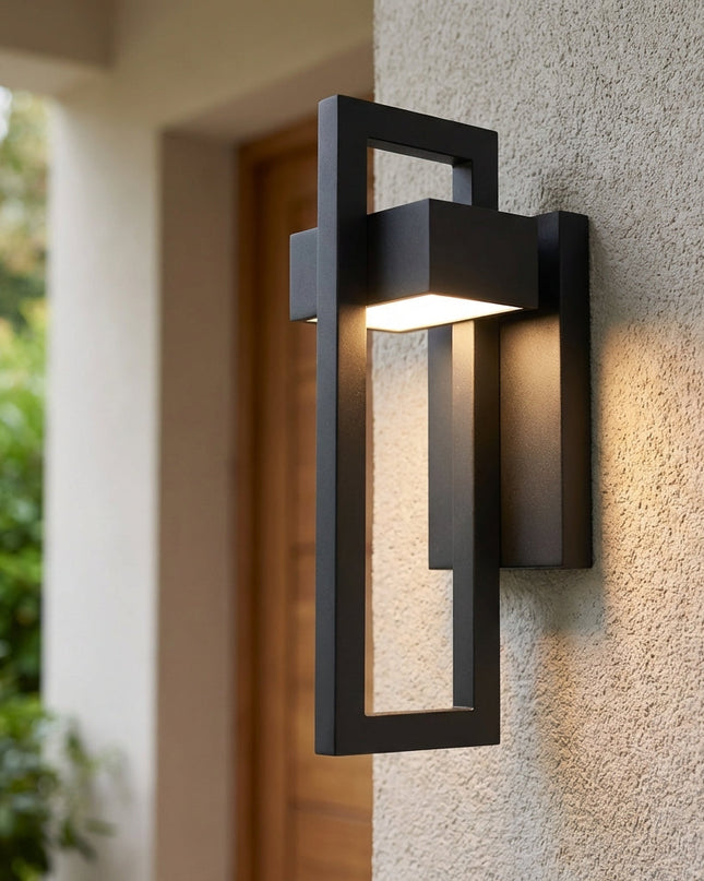Nowoczesny czarny aluminiowy kinkiet zewnętrzny LED o regulowanej temperaturze barwowej IP65, idealny 1