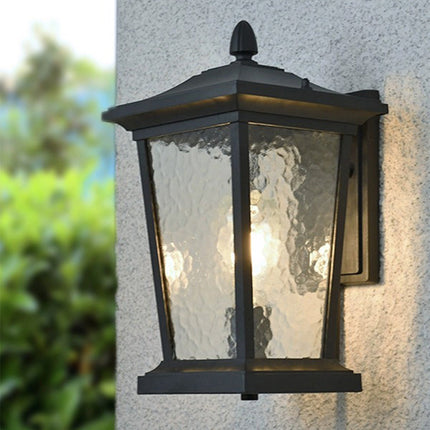 Kinkiet Zewnętrzny Wiejski z Wodoodpornym Szklanym Kloszem – Lampa Ścienna do Ogrodu, Aluminium i Szkło, Ø25cm, Wys. 37cm 2