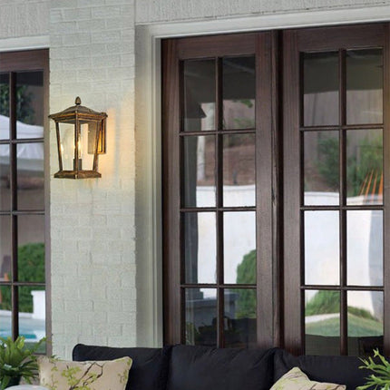 Kinkiet Zewnętrzny Wiejski z Wodoodpornym Szklanym Kloszem – Lampa Ścienna do Ogrodu, Aluminium i Szkło, Ø25cm, Wys. 37cm 7