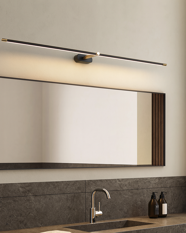 Kinkiet łazienkowy z diodami LED do montażu nad lustrem – minimalistyczny design z aluminium – ciepłe białe światło 1