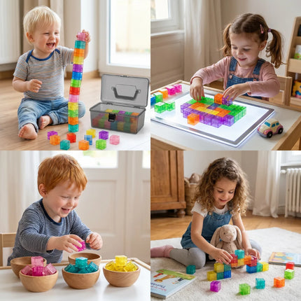 Klocki drewniane Montessori Cube z kolorowymi elementami, idealne do rozwijania kreatywności i motoryki dzieci w 2