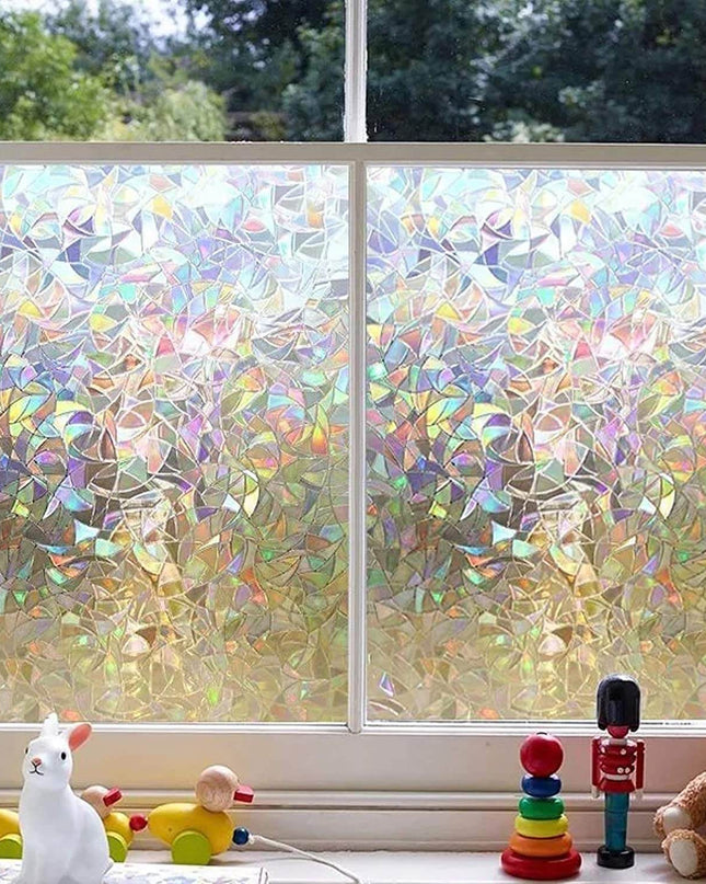 Kolorowa folia na okno z trójwymiarową tęczą 1
