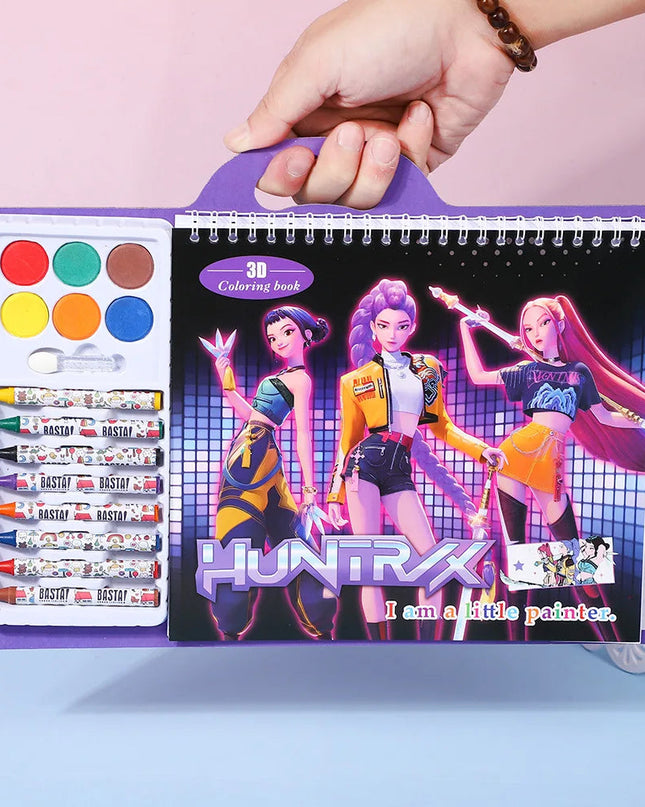 Kolorowanka dla dzieci Łowcy Demonów w Stylu Anime z Markerami – 30 Stron, Elementy 3D, Kreatywna Zabawa 0