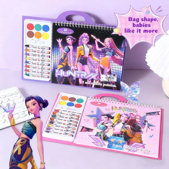 Kolorowanka dla dzieci Łowcy Demonów w Stylu Anime z Markerami – 30 Stron, Elementy 3D, Kreatywna Zabawa 2