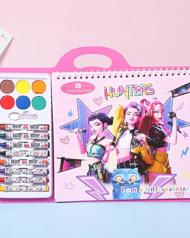 Kolorowanka dla dzieci Łowcy Demonów w Stylu Anime z Markerami – 30 Stron, Elementy 3D, Kreatywna Zabawa 5