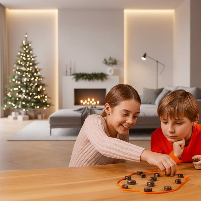 Kompaktowe Szachy Magnetyczne 30x30 cm – Idealne do Gry w Domu i w Podróży, Czarny-Biały Design 2