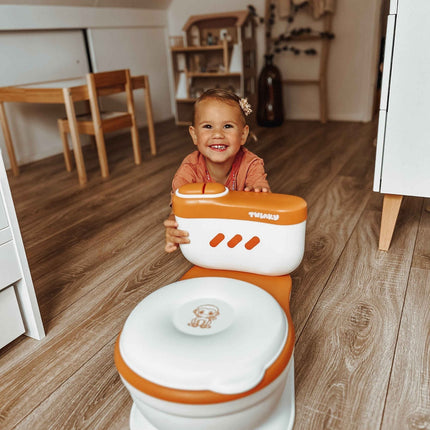 Kompaktowy Trener Nocnikowy z Dźwiękiem Spłukiwania dla Dzieci – Zabawny Design, Łatwy w Użyciu, Materiał PVC 4