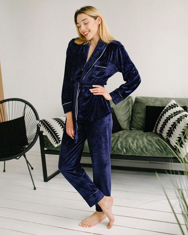 Komplet Kimono z Aksamitu dla Kobiet – Elegancki Szlafrok i Piżama 3