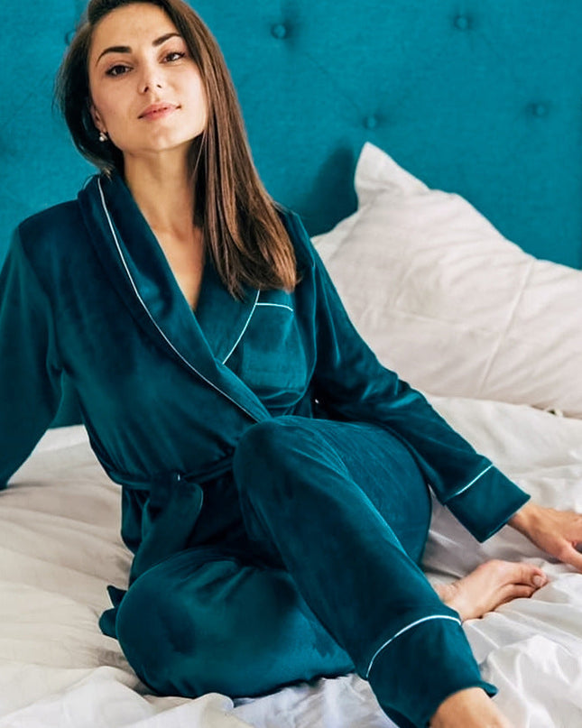 Komplet Kimono z Aksamitu dla Kobiet – Elegancki Szlafrok i Piżama 5