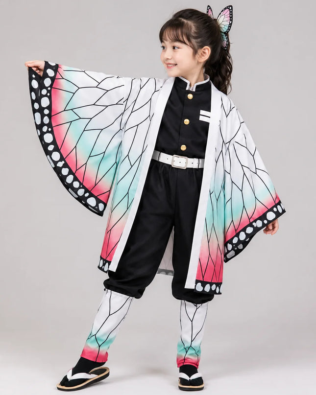 Kostium cosplay anime kimono z mieczem, idealny strój na Halloween dla dzieci i dorosłych, przedstawiający kolorowy 0