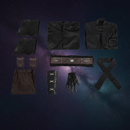 Kostium cosplay Jedi z płaszczem i pasem w kolorze czarnym, dostępny w rozmiarach XS-3XL 0
