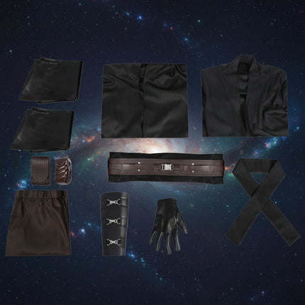 Kostium cosplay Jedi z płaszczem i pasem w kolorze czarnym, dostępny w rozmiarach XS-3XL 1