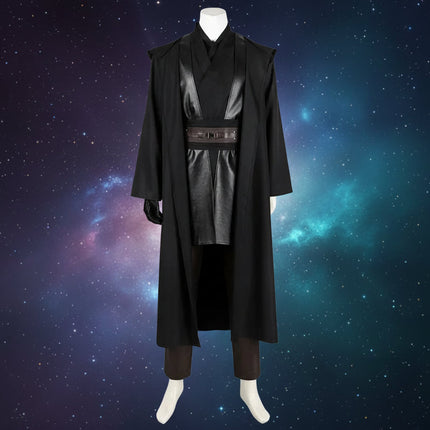 Kostium cosplay Jedi z płaszczem i pasem w kolorze czarnym, dostępny w rozmiarach XS-3XL 3