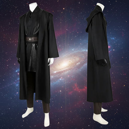 Kostium cosplay Jedi z płaszczem i pasem w kolorze czarnym, dostępny w rozmiarach XS-3XL 4