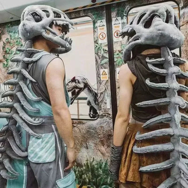 Kostium Dinozaura Szkieletu 3D Unisex z Pluszowym Nakryciem Głowy – Idealny na Halloween, Imprezy i Cosplay 2