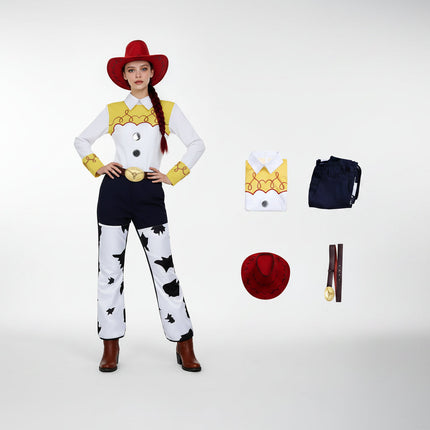 Kostium kowbojki na Halloween dla dzieci i dorosłych, zestaw cosplay Western, jednoczęściowy kombinezon lub top 0
