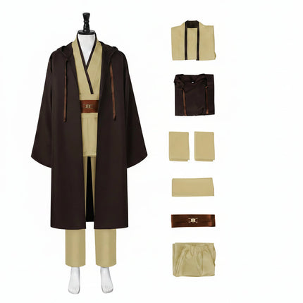 Kostium Rycerza Jedi z tuniką i szatą z kapturem w kolorach brązowym, czarnym 4