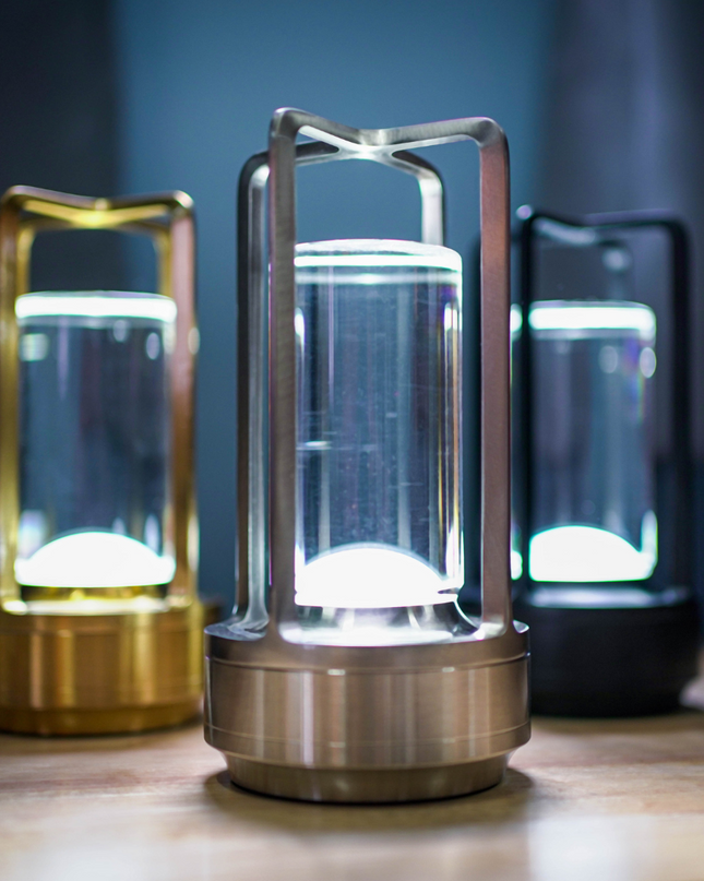 Kryształowa Lampa Ozdobna LED z Dotykowym Panelem, Wodoodporna, 3 Kolory Światła, Złota/Srebrna/Czarna, 9x17,5 cm 8