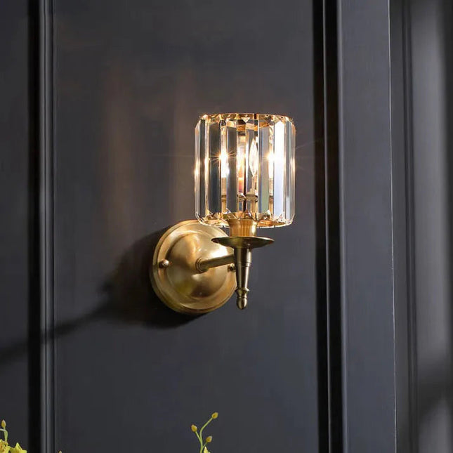 Kryształowa Lampa Ścienna Vintage z Mosiądzu – Elegancki Kinkiet Ścienny w Złotym Kolorze do Salonów i Sypialni 3