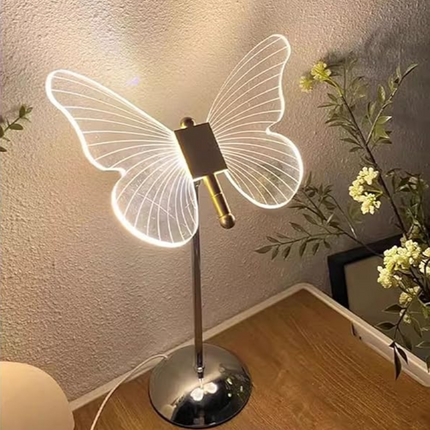 Kryształowa Lampa Stołowa Motyl LED – Elegancka Lampka do Sypialni i Salonu, Stylowy Design, Miękkie Światło, Wysoka Jakość 0