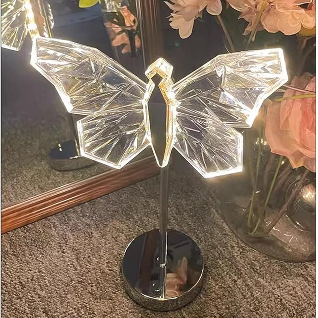 Kryształowa Lampa Stołowa Motyl LED – Elegancka Lampka do Sypialni i Salonu, Stylowy Design, Miękkie Światło, Wysoka Jakość 1